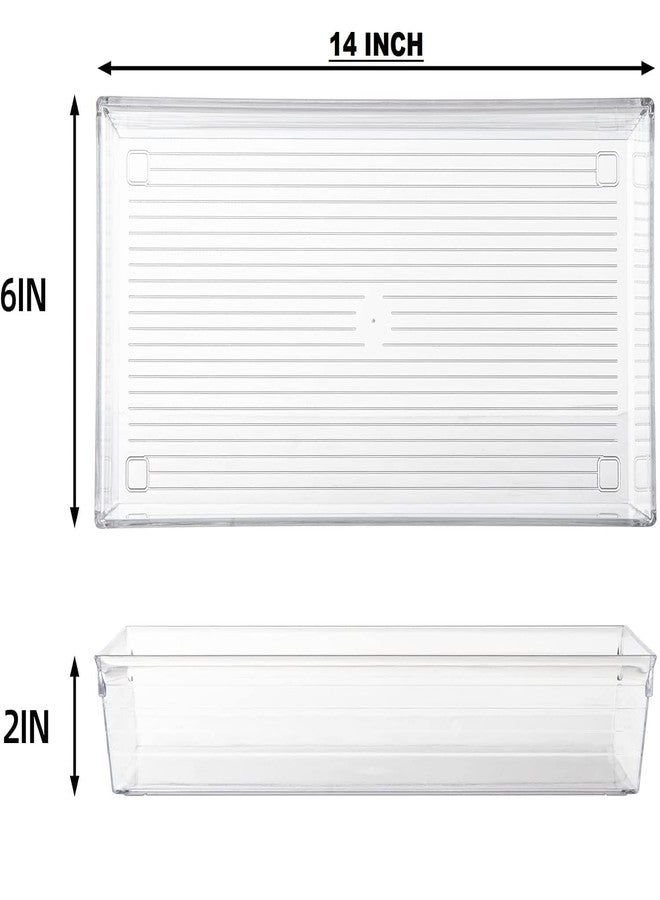 Topinon Desk Drawer Organizer Trays Various Size Bathroom Organizer Storage Tray for Makeup, Jewelries, Utensils, Bedroom Dresser Office and Kitchen-Clear (4pc X-Large Rectangle) - Image 2
